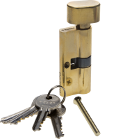 Цилиндровый механизм, тип ключ-завертка, английский тип ключа (5 шт.), длина 70мм Цвет - латунь. - 52103-70-1