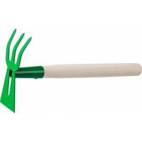 Мотыга-рыхлитель РОСТОК с деревянной ручкой, "лопатка+3 зуба", 145x75x390мм
