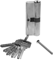 Цилиндровый механизм, тип ключ-ключ, компьютерный тип ключа (5 шт.), длина 90мм Цвет - хром. - 52105-90-2